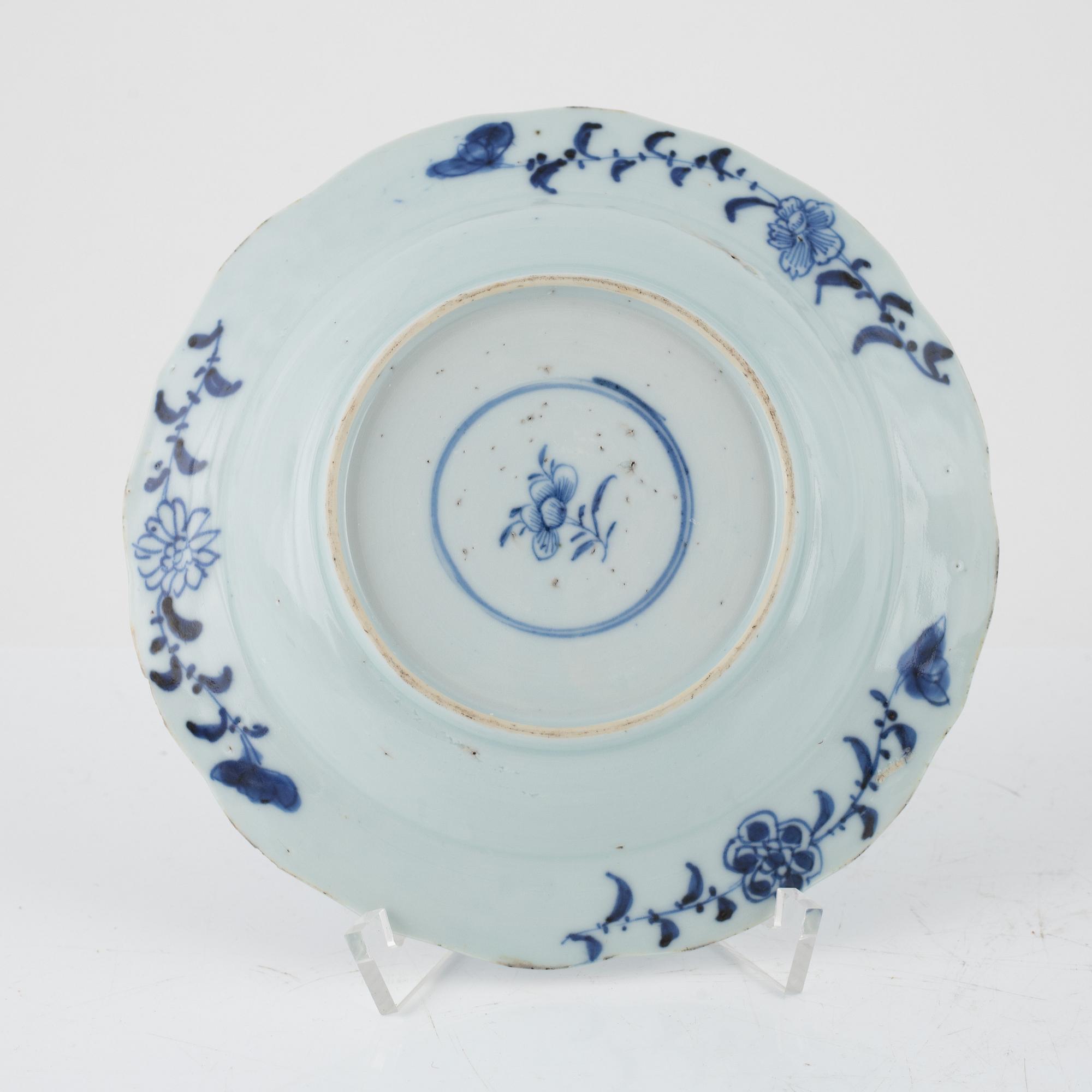 A set of eight blue and white dishes, Qing dynasty, 18th Century.