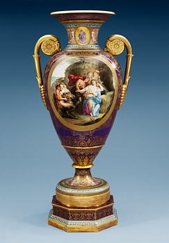 1437. A large Berlin vase, late 19th Century. Signed S Wagner, Wien.