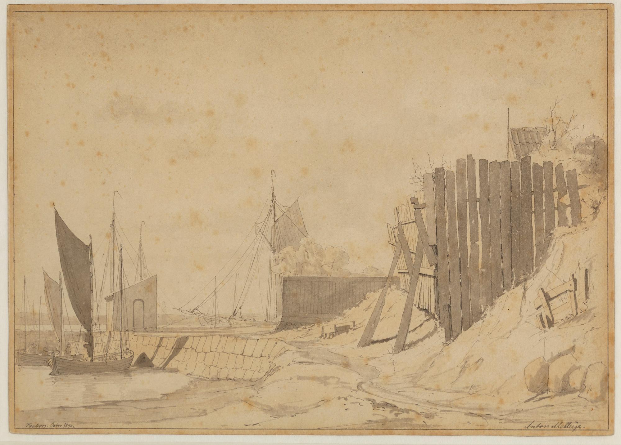 ANTON MELBYE, ink wash, signed and dated 1840.
