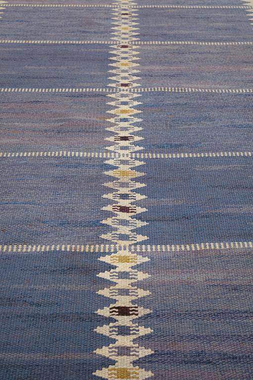 Barbro Nilsson, a carpet, "Salerno blå", flat weave, ca 312 x 201,5-205,5 cm, signed AB MMF BN.