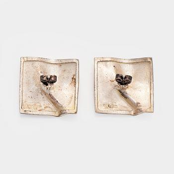 A sterling silver 'Moonbridge' bracelet and a pair of  'Shields' earrings, Lapponia 1974.