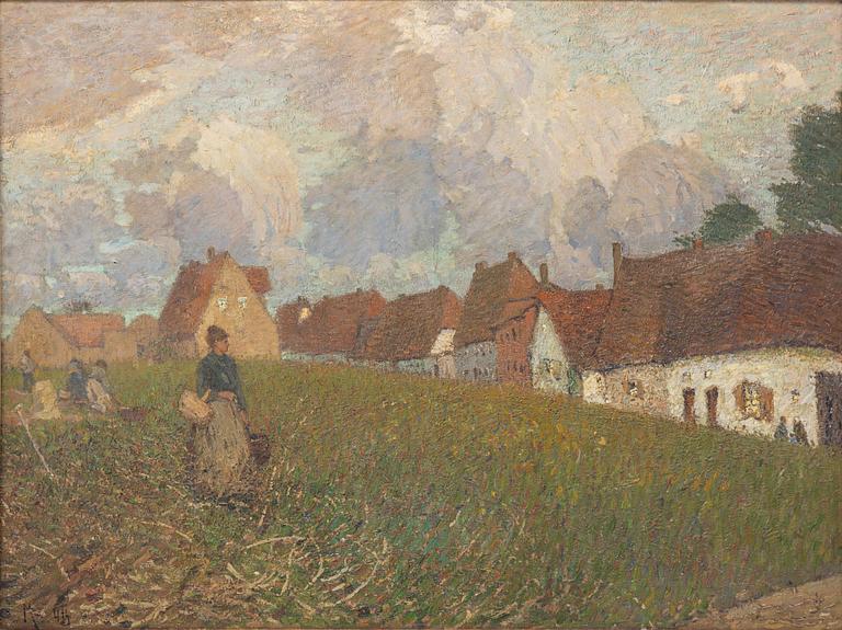 Max Uth, Twilight Landscape with Longhouses.