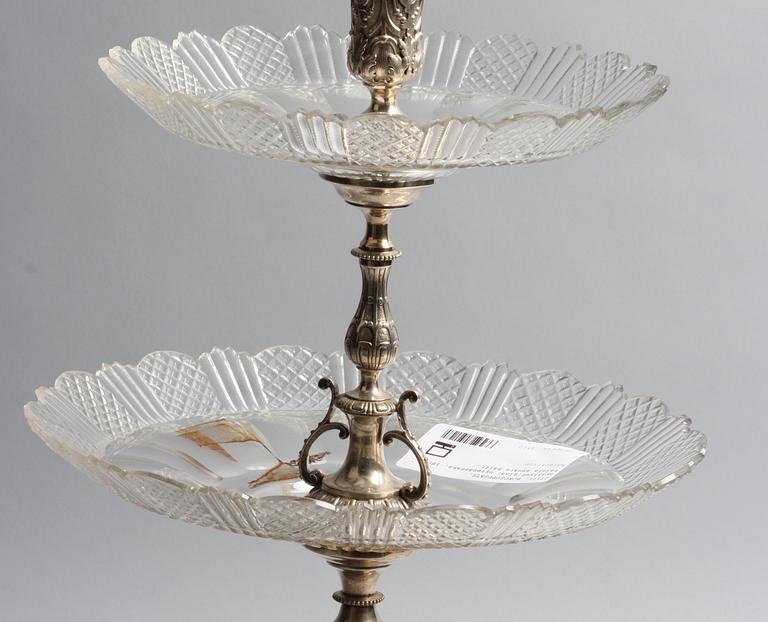 BORDSUPPSATS, nysilver/glas, nyrenässans, 1800-talets senare hälft.