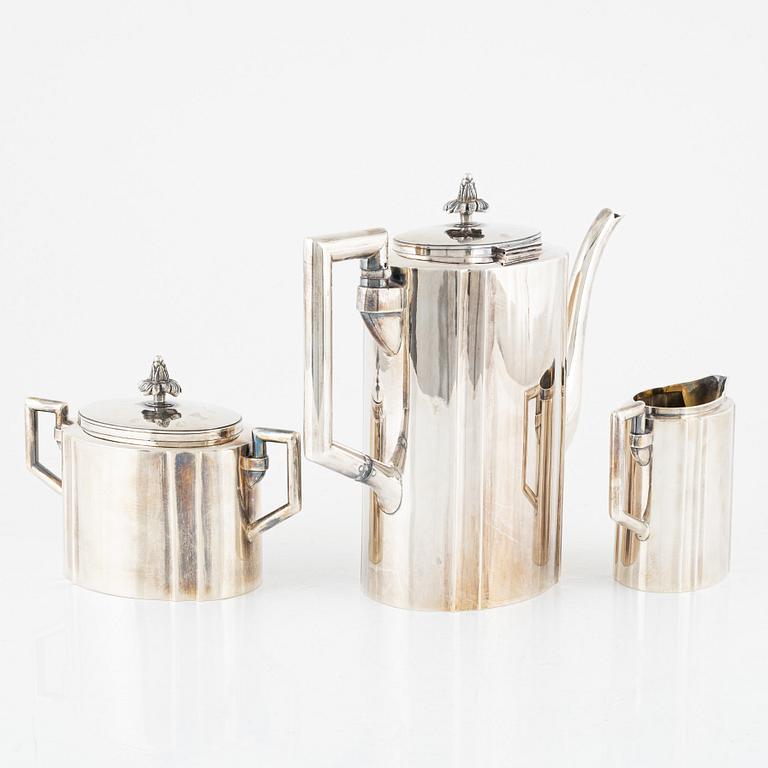 Sanfrid Svensson, kaffeservis, 3 delar, silver, Lidköping, 1917.