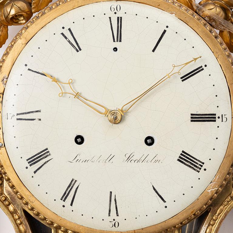 A Late Gustavian Wall clock, by Anders Lundstedt (watchmaker in Stockholm 1786–1820).