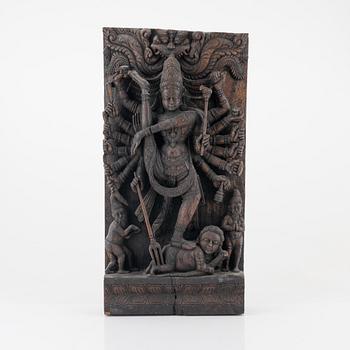 A Hindu wooden relief, India, around 1900.