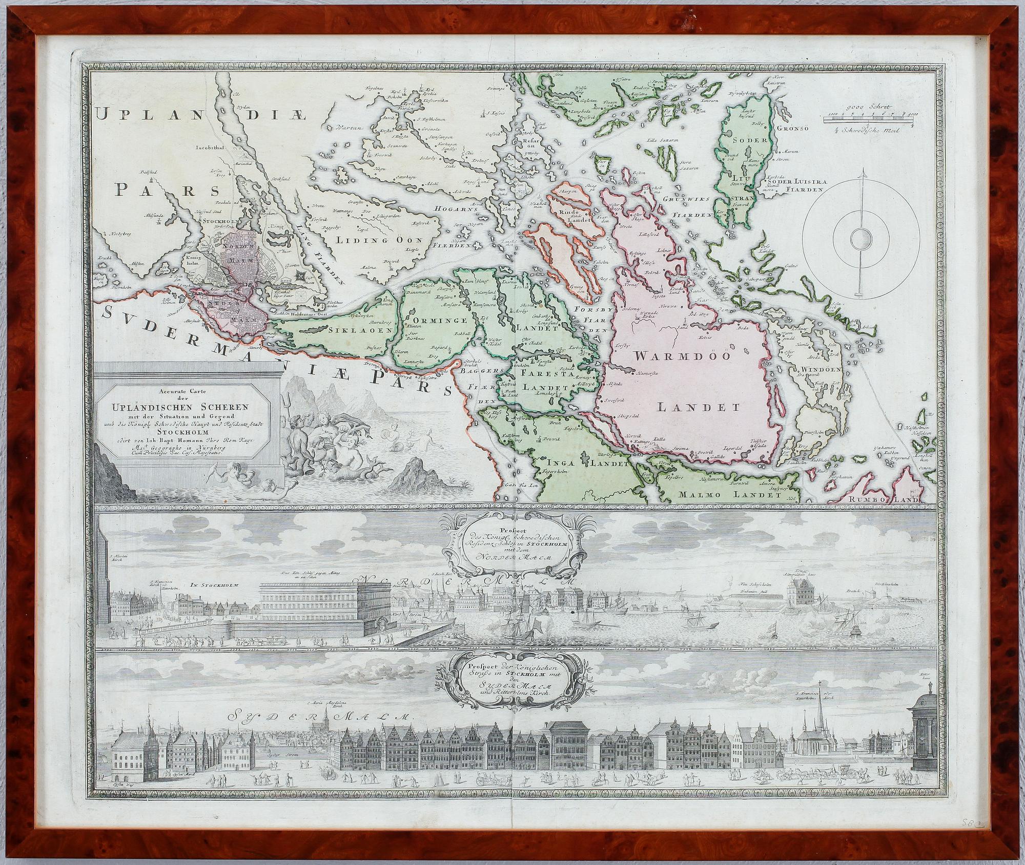 JOHAN BAPTISTA HOMANN, kolorerat kopparstick, Nürnberg troligen 1716.