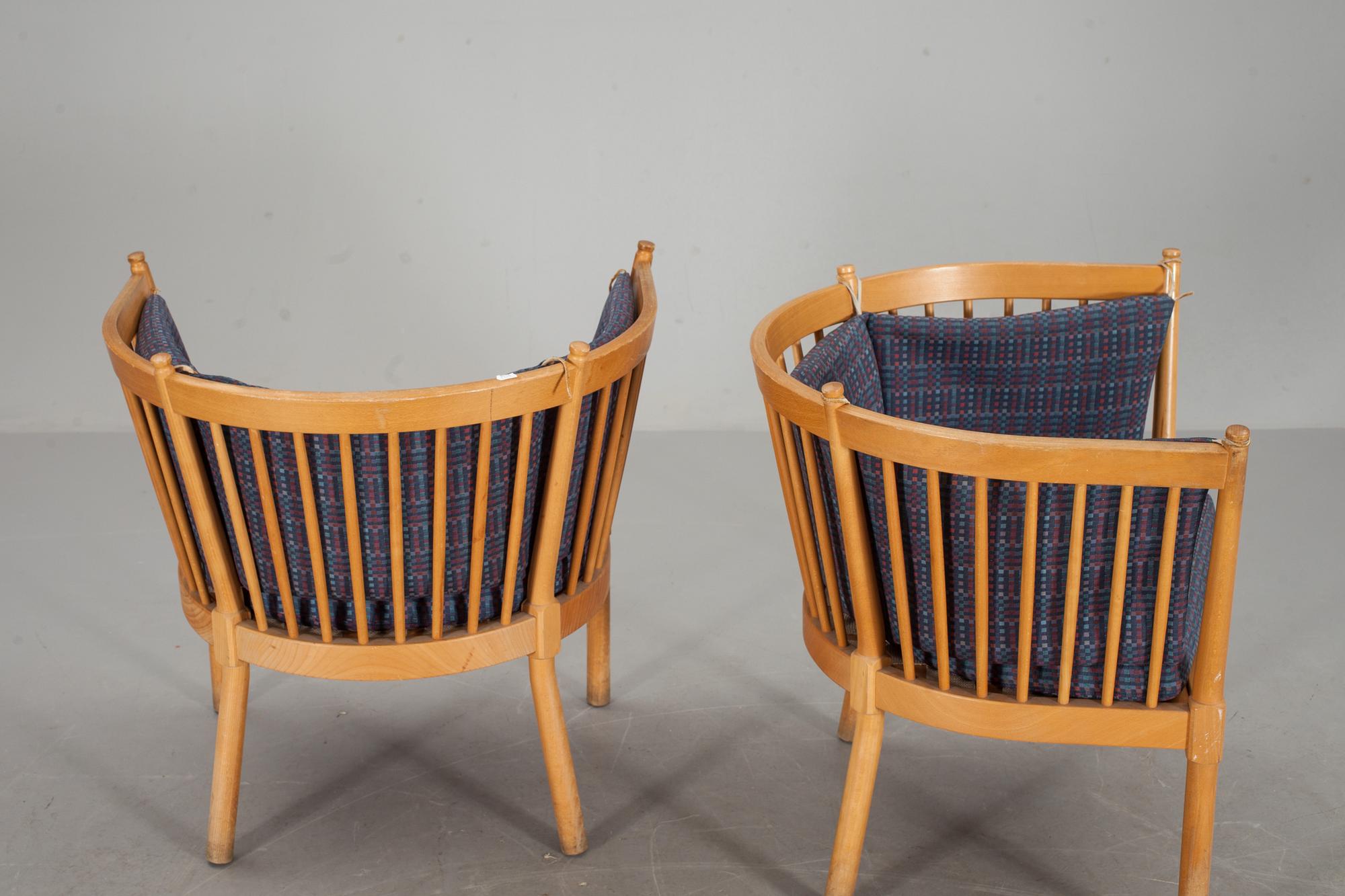 FÅTÖLJER, ett par, "Tremme", Börge Mogensen, Fritz Hansen, Danmark. 1900-talets andra hälft.