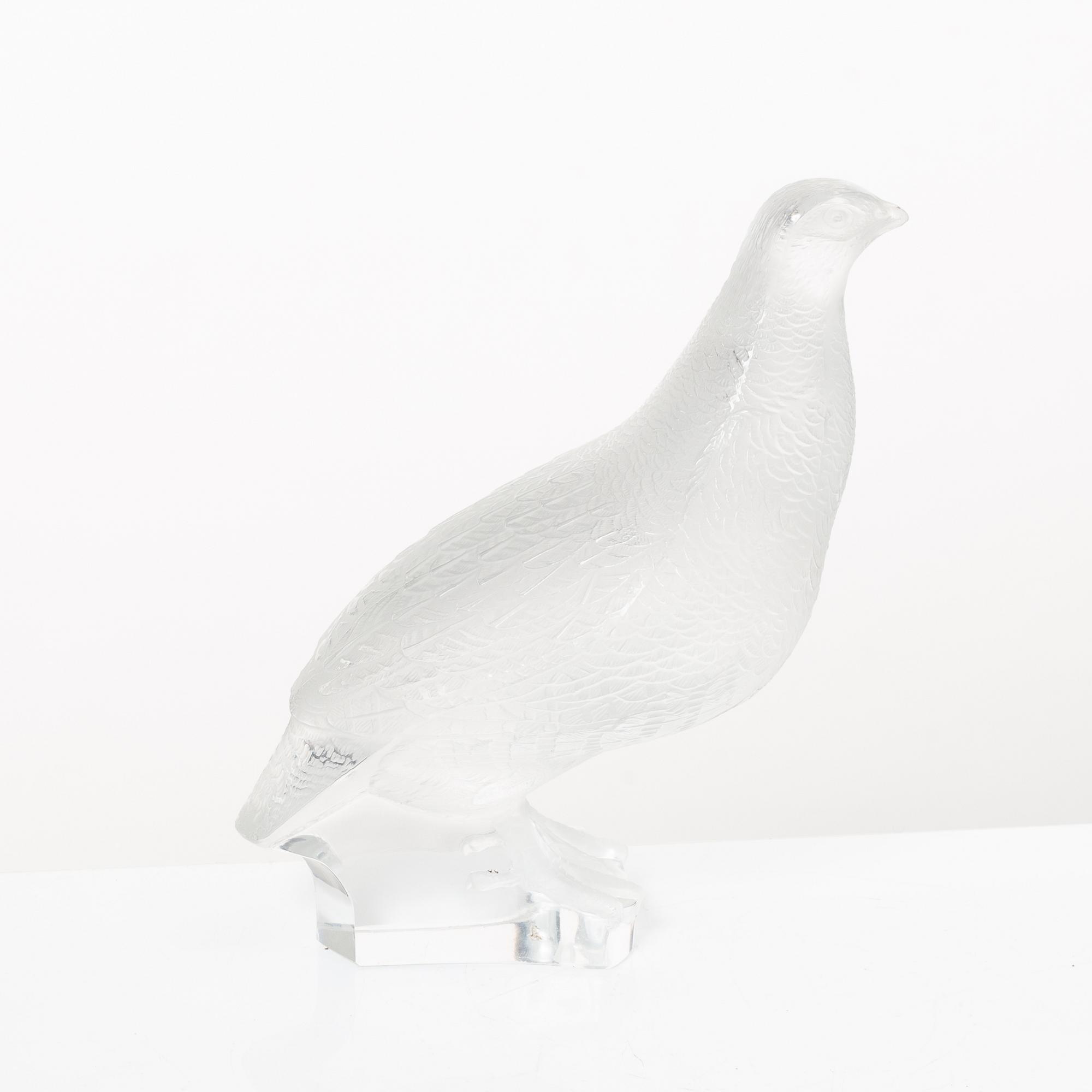 9 glass figurines, Lalique, France.