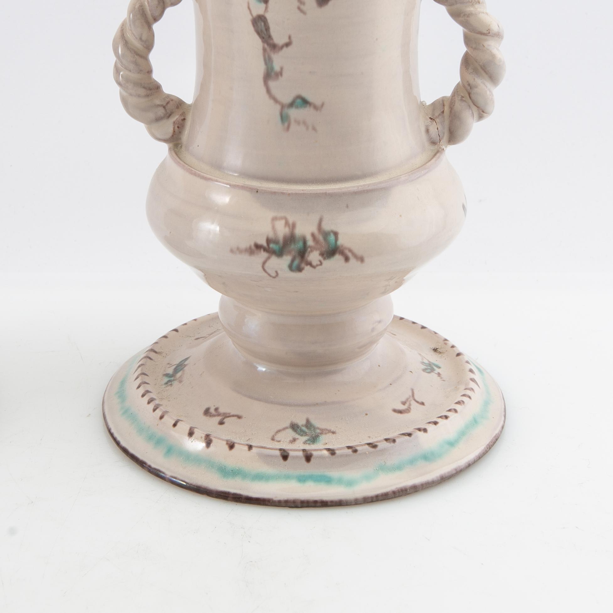 Vases a pair of Gabriel faience Gefle 1920s faience.