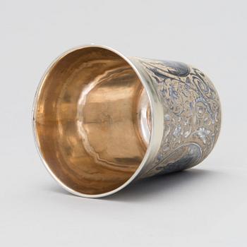 A RUSSIAN SILVER AND NIELLO BEAKER, Unknown goldsmith AK, Moscow 1841.