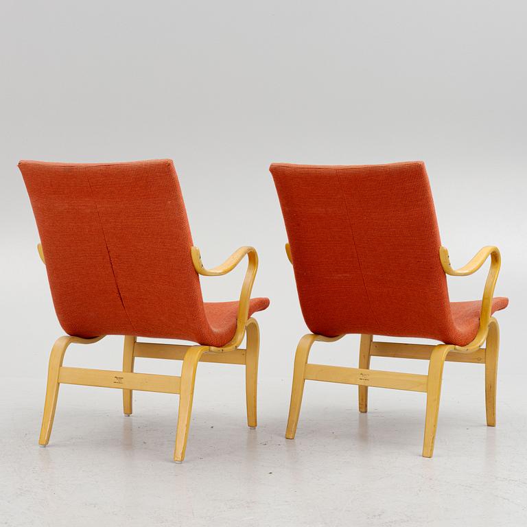 Bruno Mathsson, a pair of 'Eva' armchairs, Firma Karl Mathsson, Värnamo, 1964.