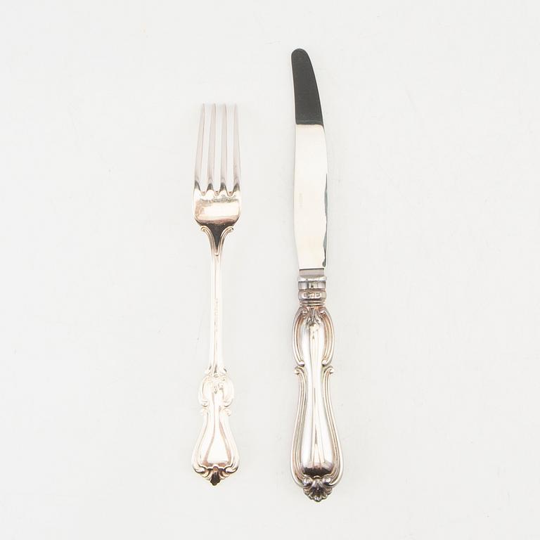 Cutlery, 48 pcs "Olga" silver GAB Stockholm 1950s/60s.