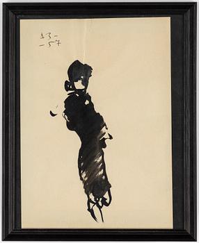 ANATOLE ZVEREV, two drawings, ink on paper, signed with initials in cyrillic AZ and dated -57 and 55.