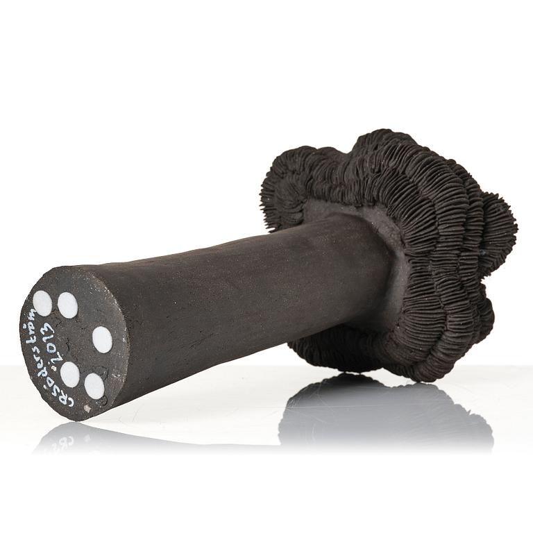 Carl Richard Söderström, a black stoneware sculpture 'Young Tree', his own workshop, Stockholm 2013.