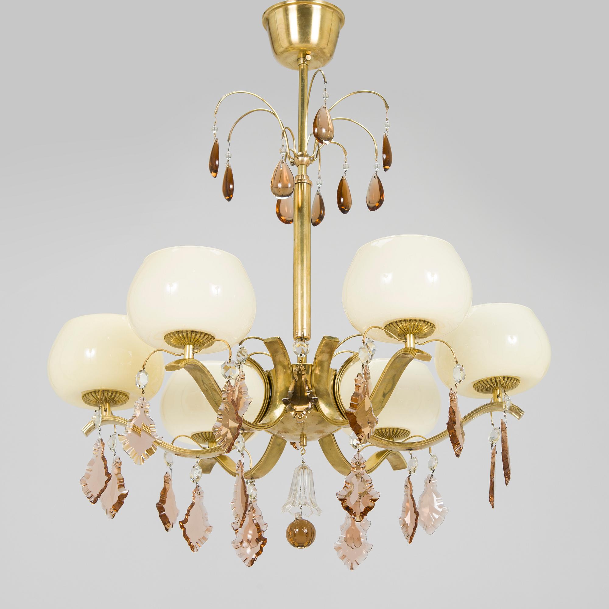 Paavo Tynell, a mid 20th century '1476/6 chandelier for Taito/ Idman.