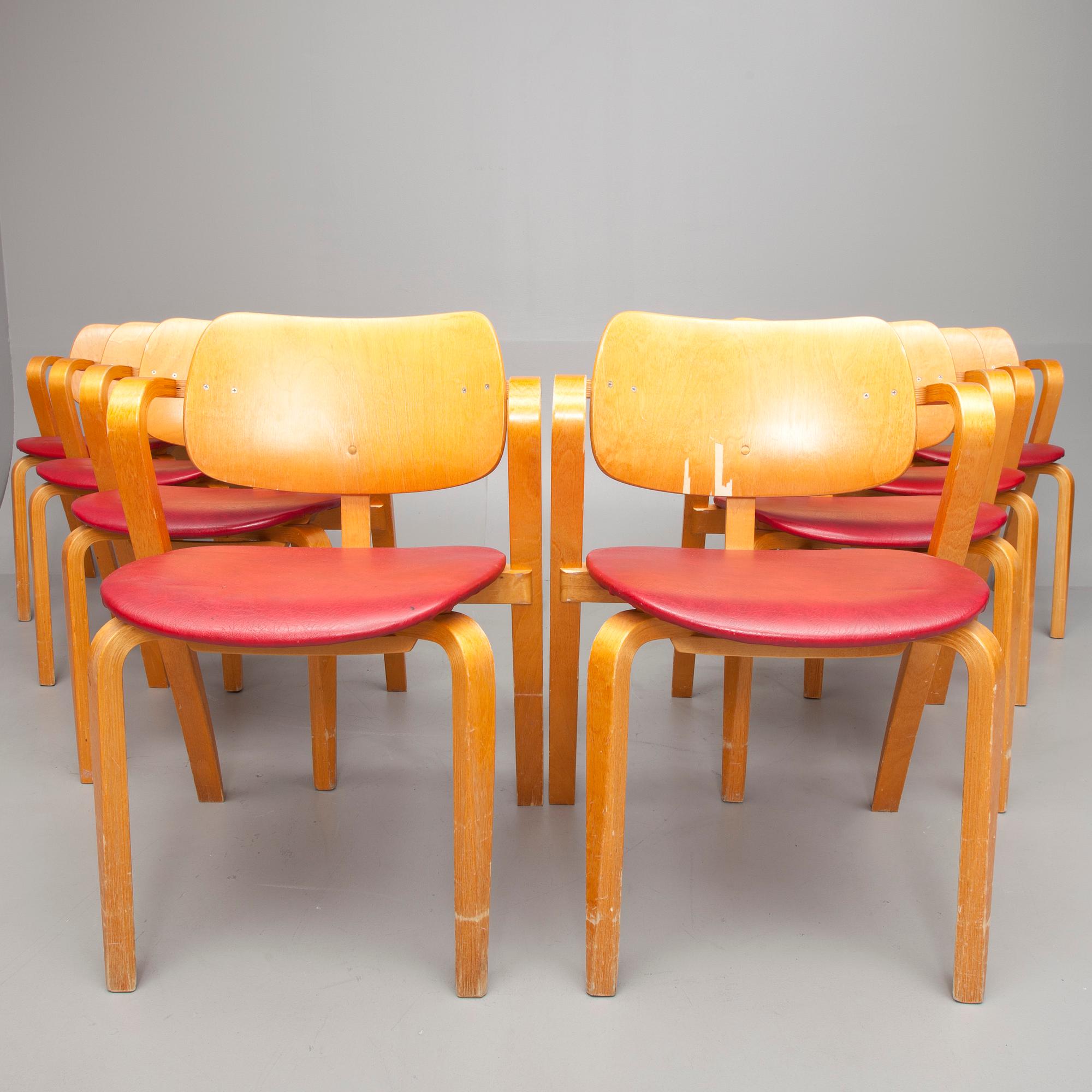 STOLAR, 8 st, "Aslak" design Ilmari Tapiovaara, modellen formgiven 1958.