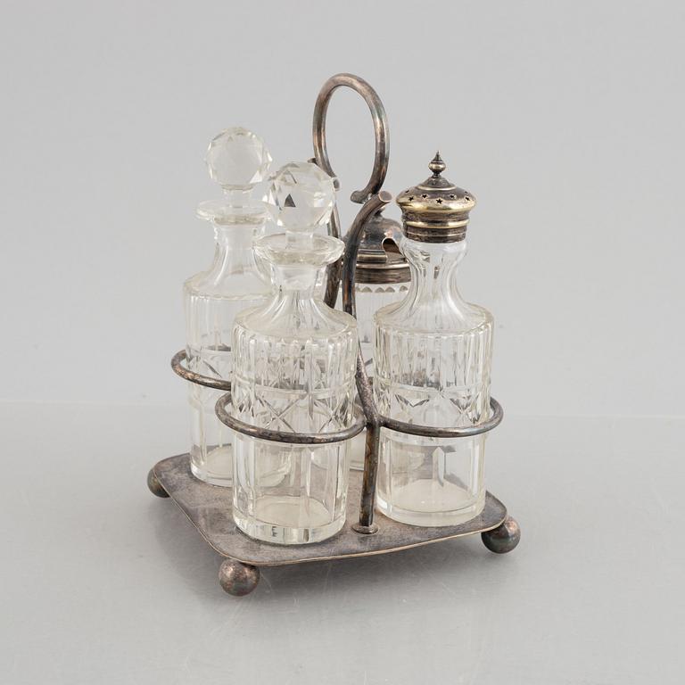 A silver-plate cruet-set, Shefflied, England, first half of the 20th century.