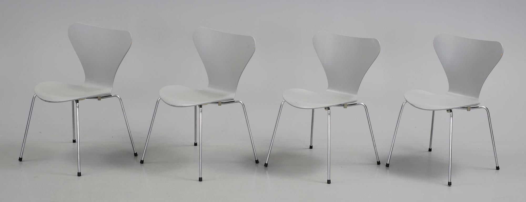 STOLAR, 4 st. "Sjuan", Arne Jacobsen, Fritz Hansen 1989.