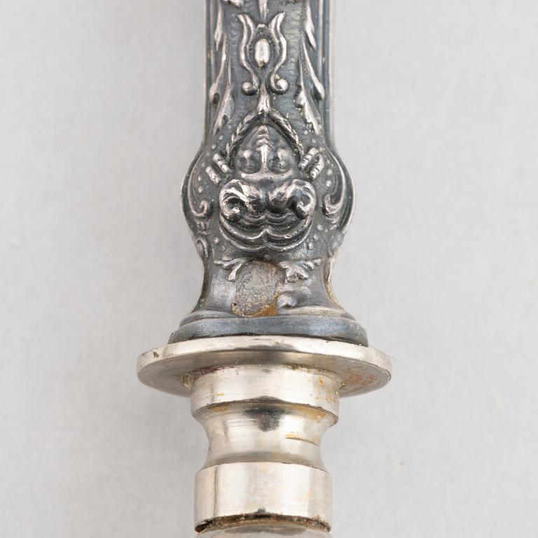 Lammkotlettshållare, 6 st, silver, Frankrike omkring 1900.