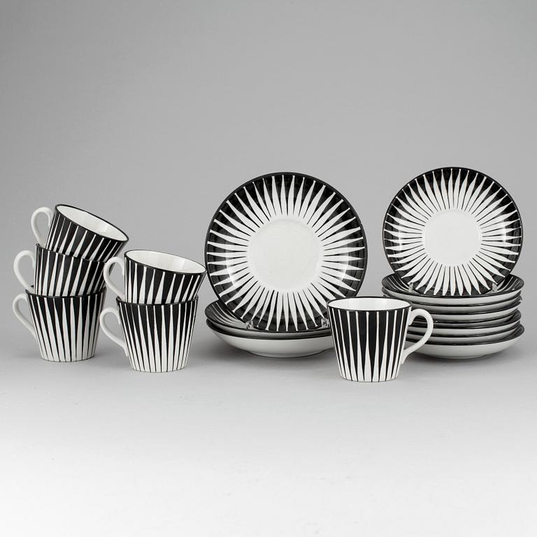 6 coffee cups with saucers by Eugen Trost for Gefle porcelain factory, called "Zebra".