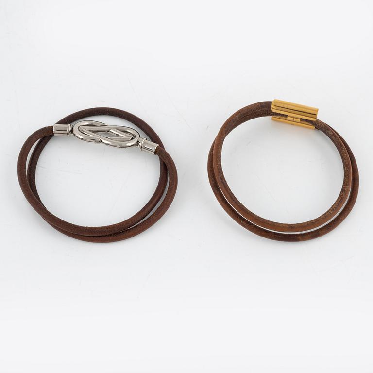 Hermès, two leather bracelets.