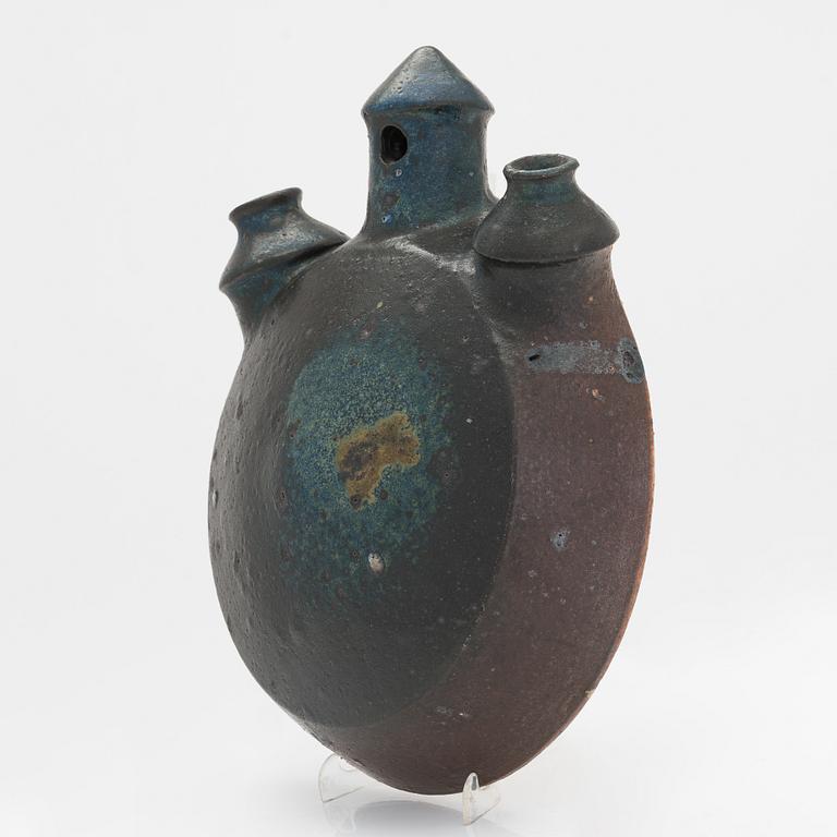 Francesca Mascitti-Lindh a ceramic pilgrim's bottle/sculpture, signed FML Arabia.