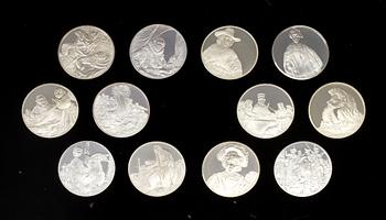 MEDALJER, 50 st, sterlingsilver, "Rembrandt i silver", Franklin Mint AB, 1970-tal.