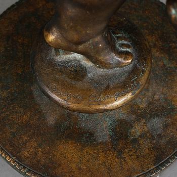 An Ansgar Almqvist bronze sculpture of a putto.