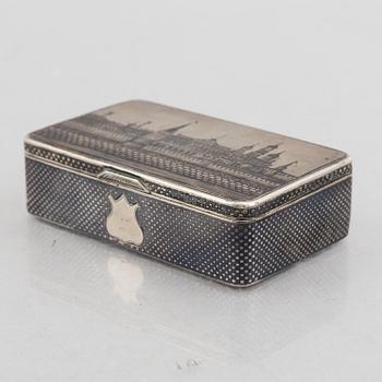 A Russian Silver Niello Box, Moscow 1888.