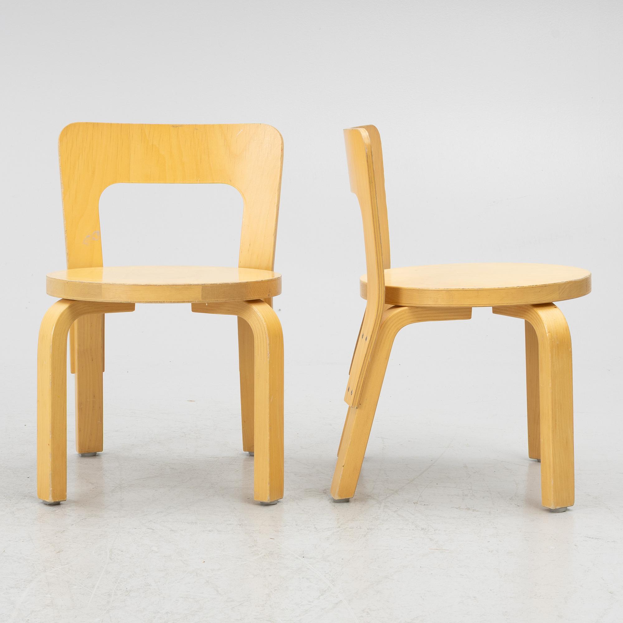 Alvar Aalto, barnstolar, 4 st, Artek, Finland.