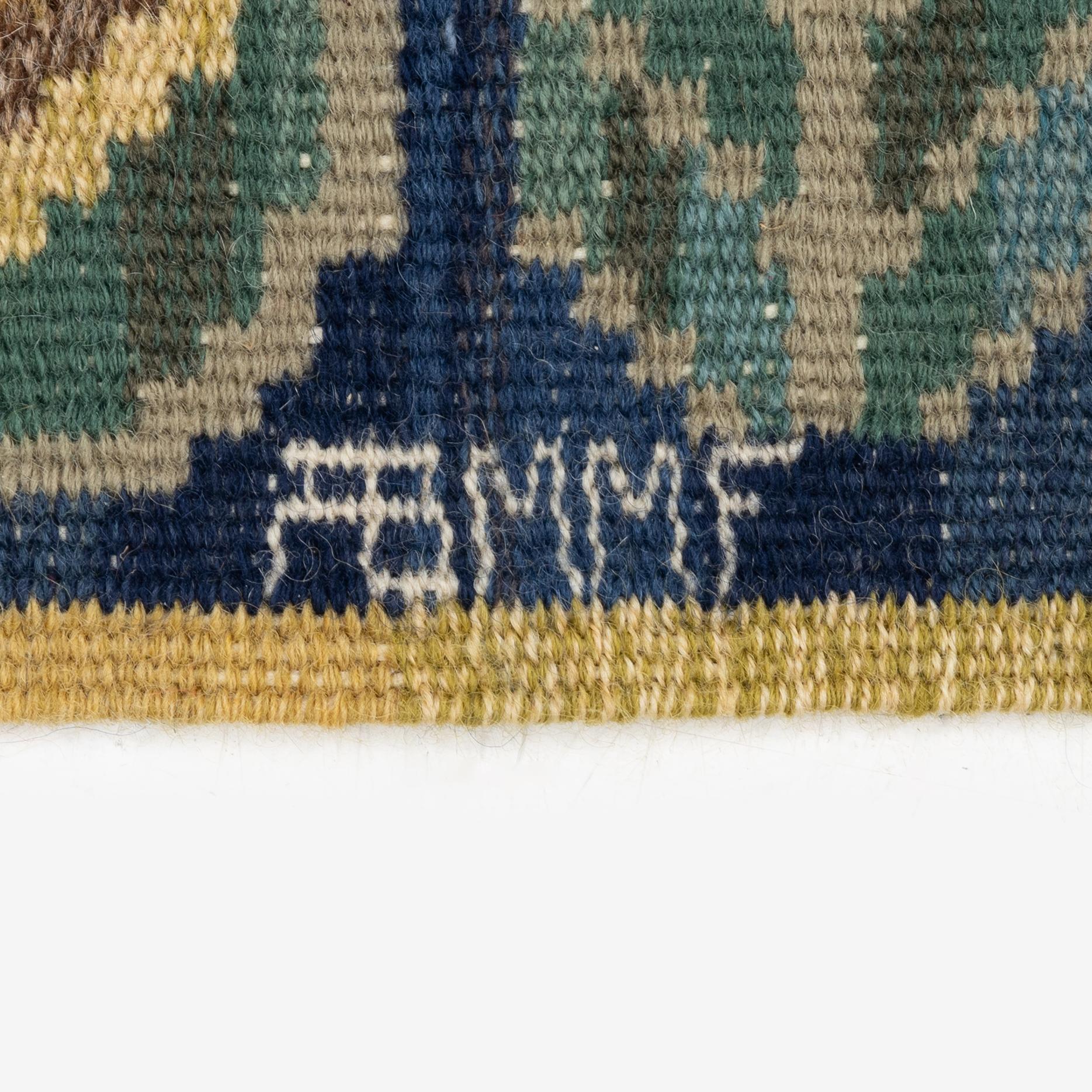 Märta Måås-Fjetterström, a flat weave textile, 'Medaljongerna', c. 118 x 41 cm, signed AB MMF.