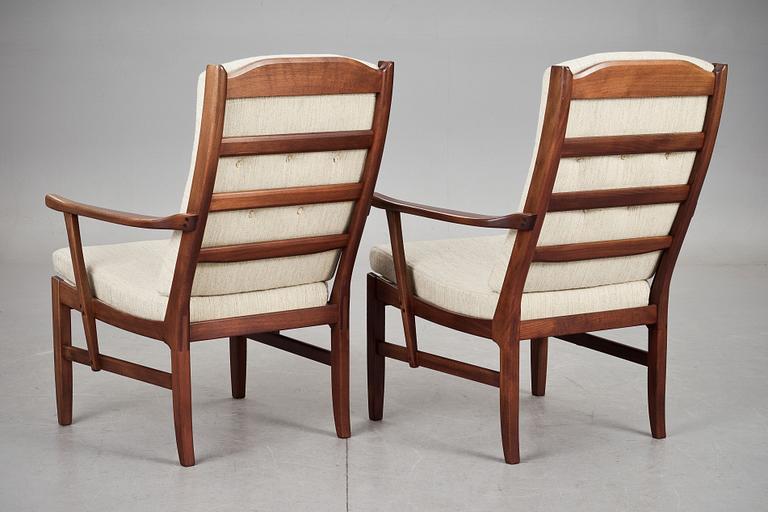 FÅTÖLJER, ett par. "Stora Fjäderbrickan", design Carl Malmsten. O.H Sjögren.