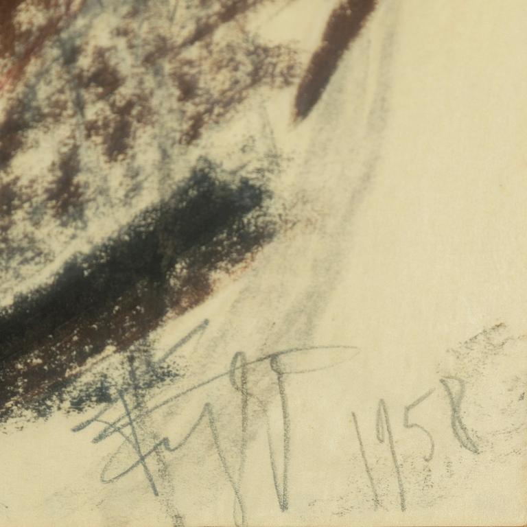 EDDIE FIGGE, mixed media on paper, signed and dated 1958.