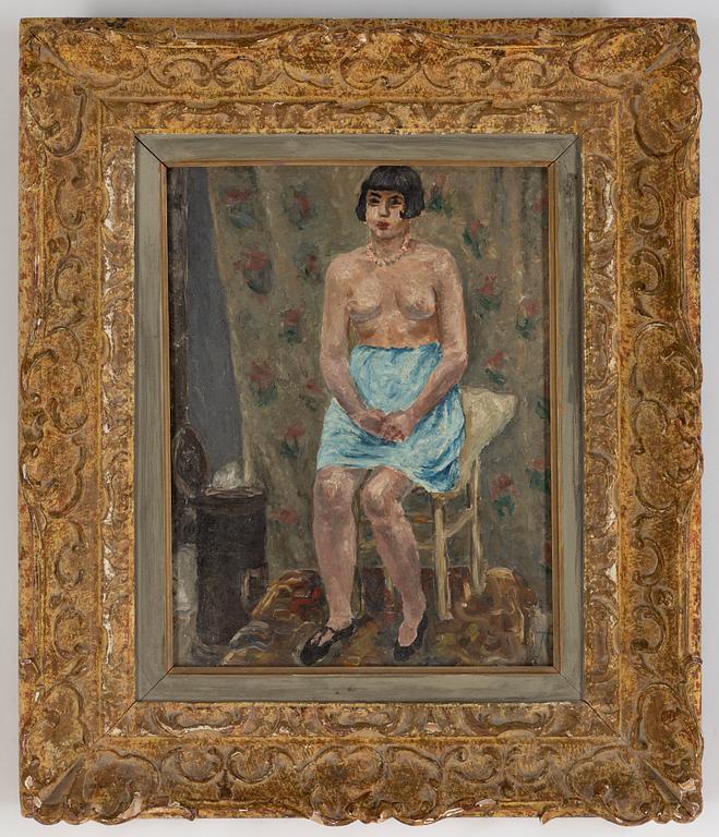 Tove Friis-Hjorth, olja på pannå, signerad.