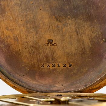 Pocket watch with chain, 18K gold.