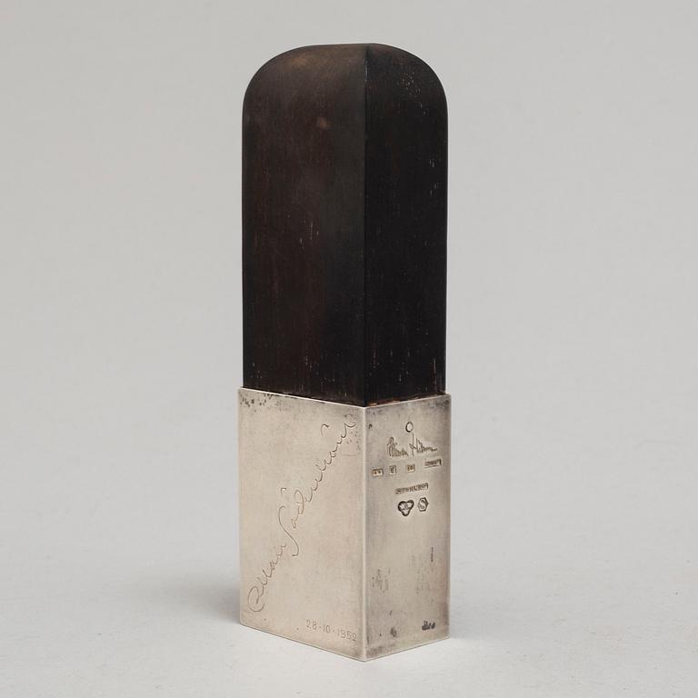WIWEN NILSSON, sigillstämpel, sterling silver och ebenholts, Lund 1951.