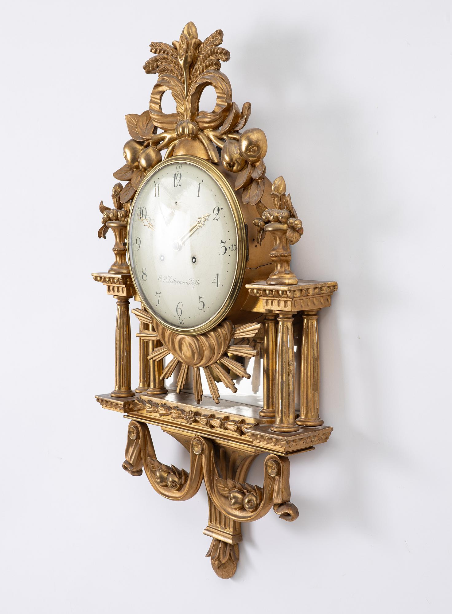 Wall clock, Carl Peter Zetterman Gefle. (1810-1894).