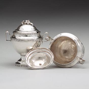 A pair of Swedish 18th century silver sugar-bowls and covers, mark of Anders Brandt, Norrköping 1781.