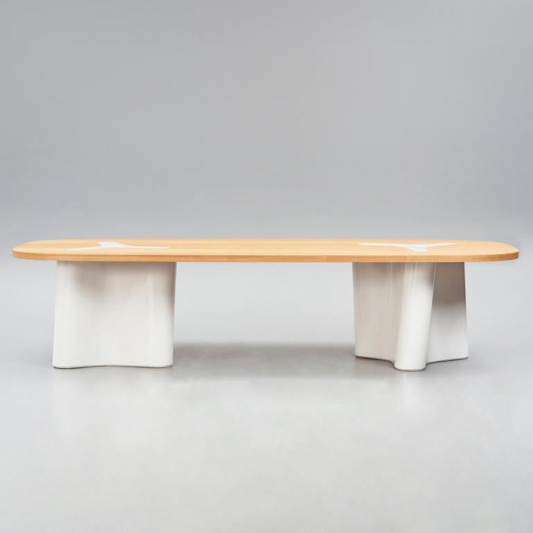 India Mahdavi, an oak and ceramic dinner table, designed for a project at Svenskt Tenn, Sweden in 2022.