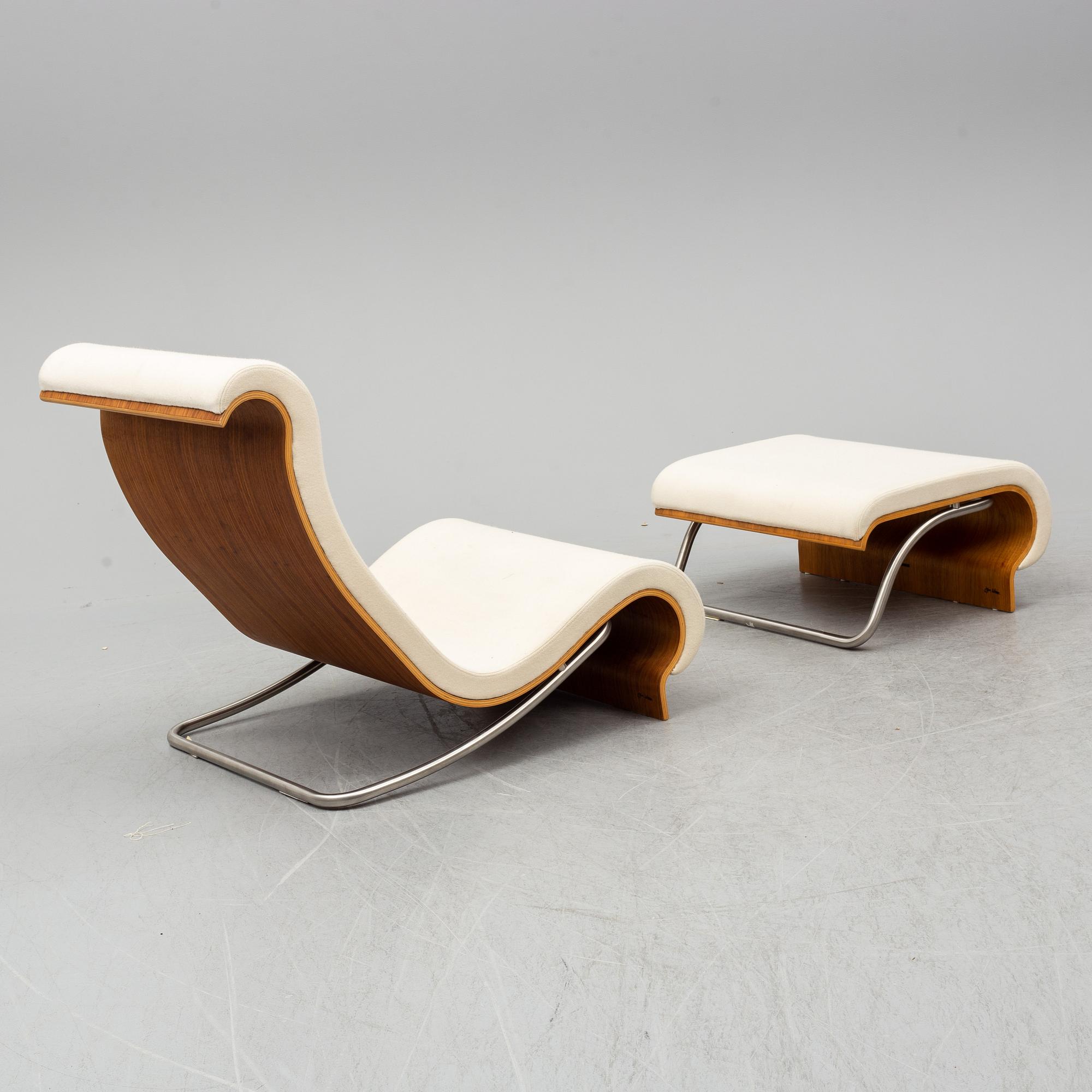 JØRN UTZON, an 'Aurora' esy chair and ottoman Trio Line, Denmark.