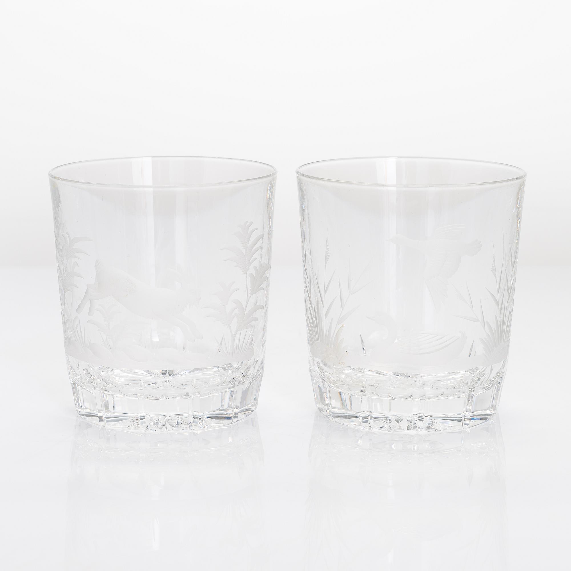 Drinking glasses, 21 pcs, with animal motifs, possibly Germany, late 20th century.