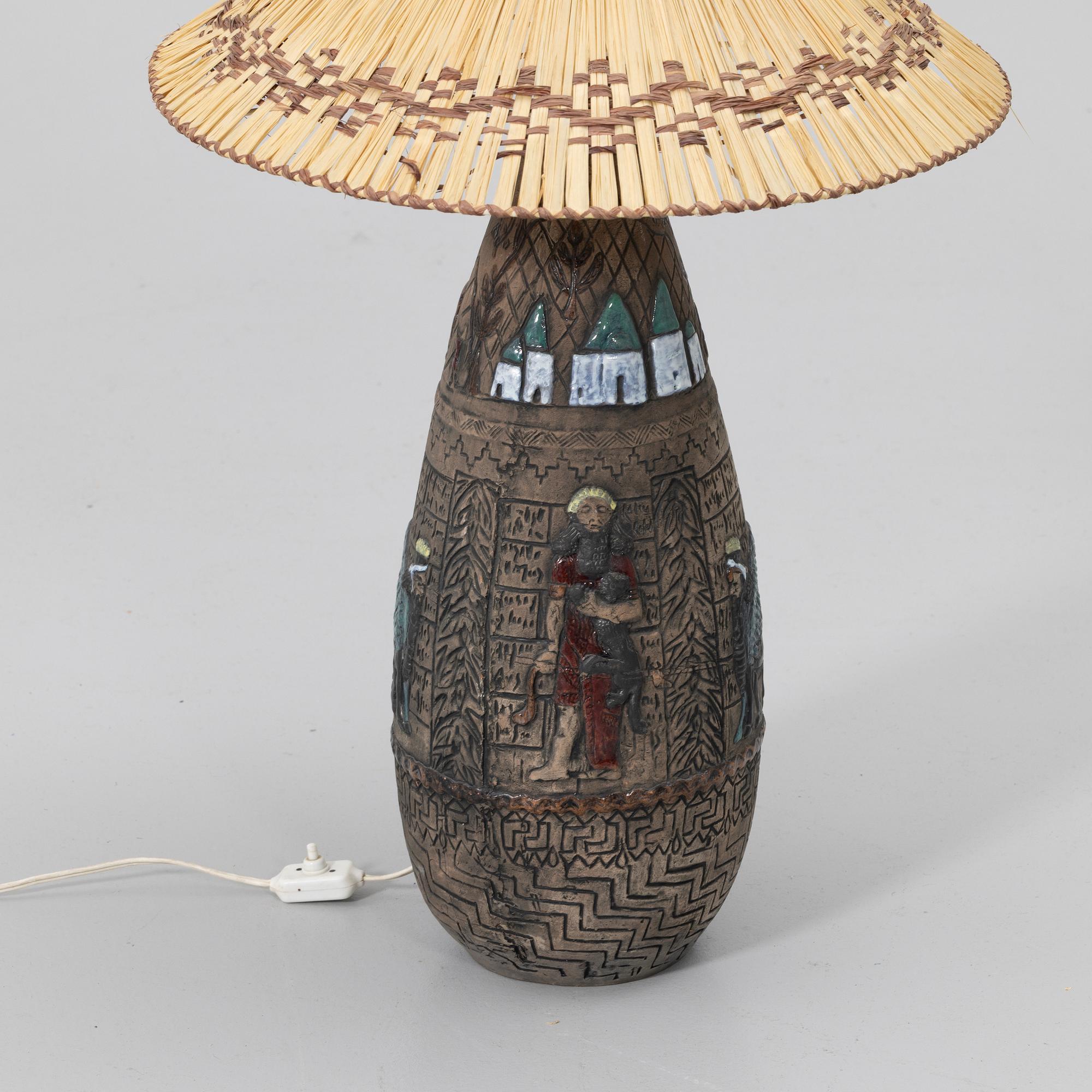 Marian Zawadzki, Table lamp, earthenware, Tilgmans Keramik, second half of the 20th century.