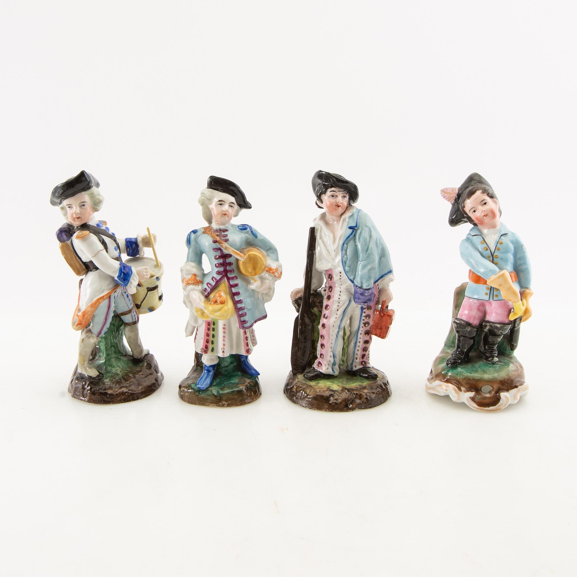 Figurines 8 pcs including Dresden/Sitzendorf Germany first half of the 20th century porcelain.