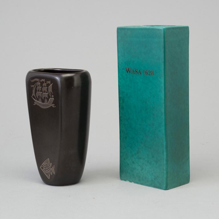 five 'Argenta' stoneware vases from Gustavsberg, one Gunnar Nylund vas and a vase.