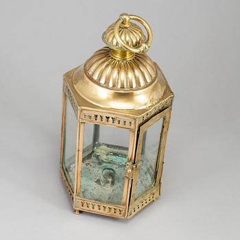 An 18th century brass lantern.