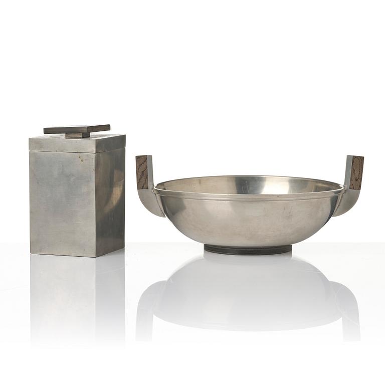 Guldsmedsaktiebolaget (GAB), tobacco jar and bowl, Stockholm, 1930s.