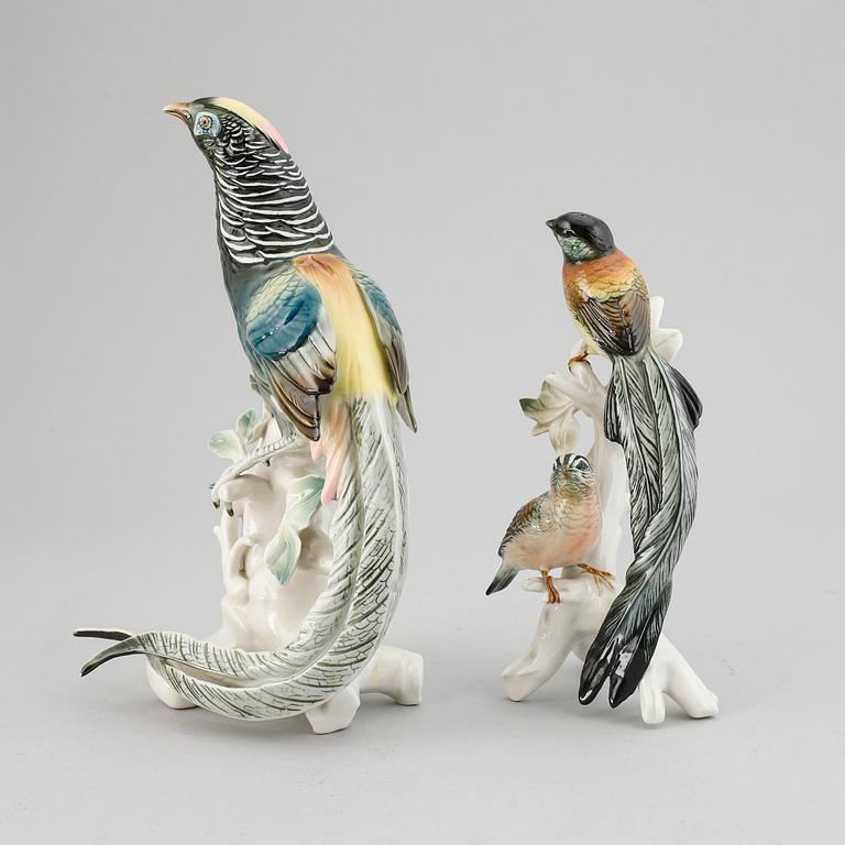 Two bird figurines, porcelain, Germany.