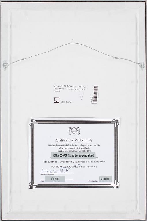 AUTOGRAF, Sugar Ray Robinson. 1951.