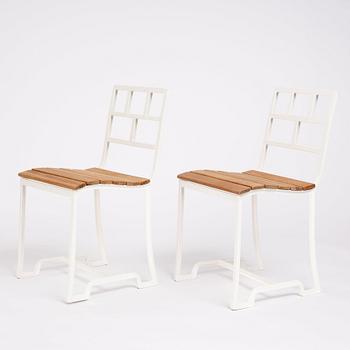 Carl Hörvik, a set of six white lacquered garden chairs for 'Stadshotellet Båstad' or 'Restaurant Lindgården', ca 1927-29.